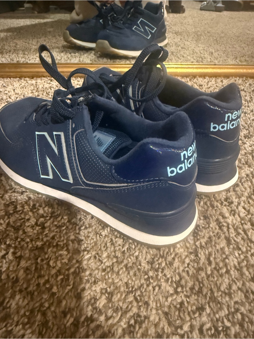 New Balance Women’s Navy Sneakers with Light Blue Logo